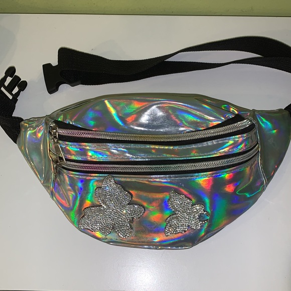 Handbags - Waistbag ,holographic with rhinestone butterflies